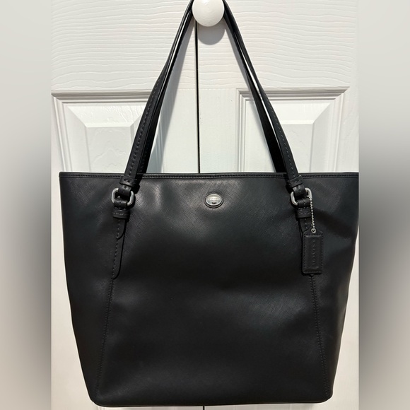 Coach Black Leather Tote - Picture 2 of 8